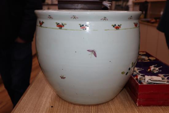 A late 19th century Chinese famille rose jardiniere height 31cm